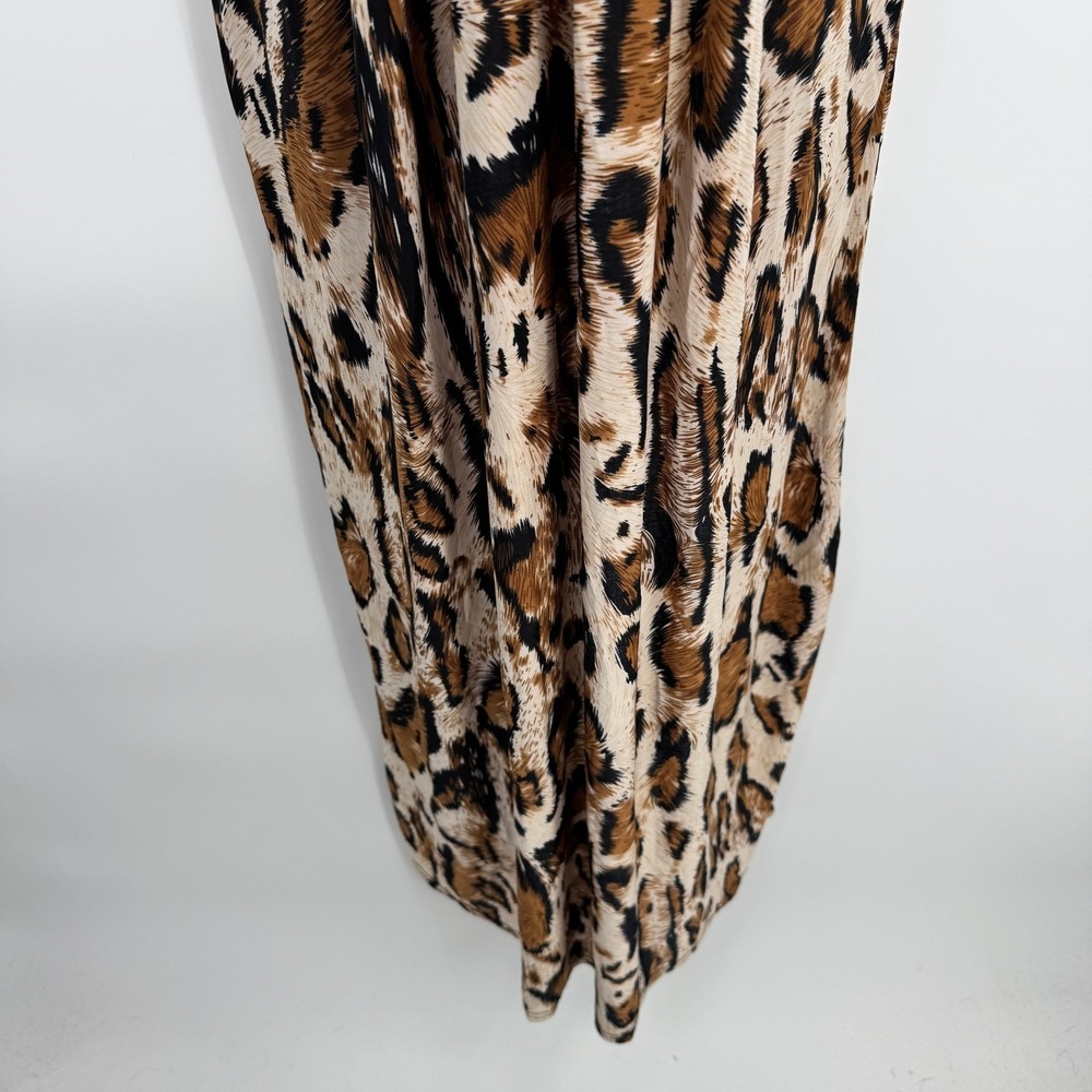 Y2K Shoreline Leopard Print Maxi Dress Embellished Womens L/XL Brown Mob Wife - Picture 6 of 15